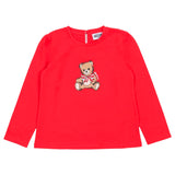 Moschino Red Teddy Bear-Print Puffy Long-Sleeve Regular-Fit Blouse