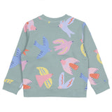 Stella McCartney Green Sweatshirt With Multi Birds Printed