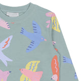 Stella McCartney Green Sweatshirt With Multi Birds Printed