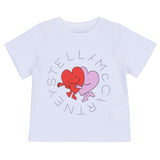 Stella McCartney White T-Shirt With Brand Name Heart Print