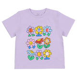 Stella McCartney Lilac T-Shirt With Brand Name Flower Print