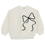 Mayoral Off White Sweatshirt Crop With Black Legging Bow Print