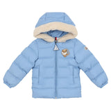 Moncler Blue Teddy-Trimmed Hooded Down Jacket