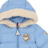 Moncler Blue Teddy-Trimmed Hooded Down Jacket