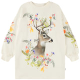 Molo Off White Floral-Motif Deer-Print Dress
