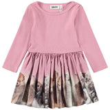 Molo Pink Ribbed Kitten Print Dress