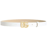 Dolce & Gabbana White Patent Dg Logo Belt