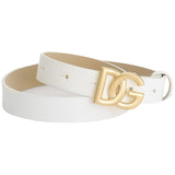 Dolce & Gabbana White Patent Dg Logo Belt
