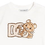 Dolce & Gabbana White Jersey T-Shirt With Leopard Print