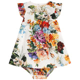 Dolce & Gabbana Colourful Floral Print Ruffle Sleeve Dress
