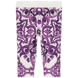 Dolce & Gabbana White & Purple Majolica Print Leggings