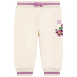 Dolce & Gabbana Ivory Joggers With Purple Floral Detailing