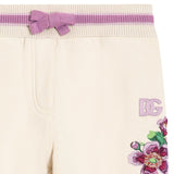 Dolce & Gabbana Ivory Joggers With Purple Floral Detailing
