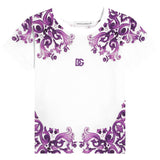 Dolce & Gabbana White & Purple Majolica Print T-Shirt