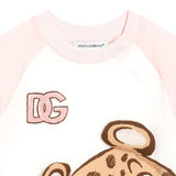 Dolce & Gabbana White & Pink Jersey T-Shirt With Leopard Print