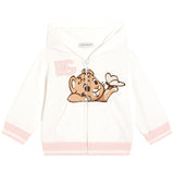 Dolce & Gabbana White Hooded Sweatshirt With Leopard Print