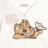Dolce & Gabbana White Hooded Sweatshirt With Leopard Print