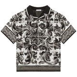 Dolce & Gabbana Black & White Majolica Print Chambray Shirt