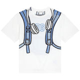 Dolce & Gabbana Ivory & Blue Backpack Print T-Shirt