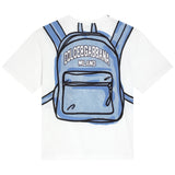 Dolce & Gabbana Ivory & Blue Backpack Print T-Shirt