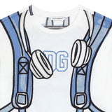 Dolce & Gabbana Ivory & Blue Backpack Print T-Shirt