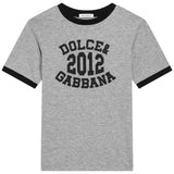 Dolce & Gabbana Grey Marl Cotton Varsity Logo T-Shirt