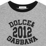 Dolce & Gabbana Grey Marl Cotton Varsity Logo T-Shirt