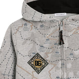 Dolce & Gabbana Grey Map-Print Melange Hoodie