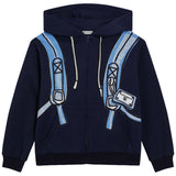 Dolce & Gabbana Blue Backpack Print Zip-Up Hoodie