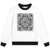 Dolce & Gabbana Black & White Majolica Embroidery Sweatshirt