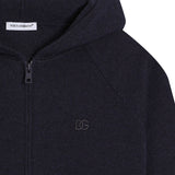 Dolce & Gabbana Navy Zipped Hoodie With Embroidered Logo