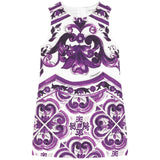 Dolce & Gabbana Purple Majolica-Print Mat Dress