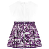 Dolce & Gabbana White & Purple Majolica Print Dg Logo Dress