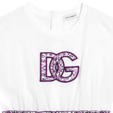 Dolce & Gabbana White & Purple Majolica Print Dg Logo Dress