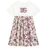 Dolce & Gabbana Ivory & Pink Floral Poplin Dress