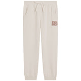 Dolce & Gabbana Beige Fleece Trousers With D&G Sequin Patch