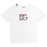 Dolce & Gabbana White Floral Dg Logo T-Shirt