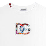 Dolce & Gabbana White Floral Dg Logo T-Shirt