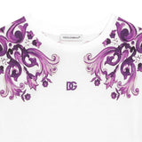 Dolce & Gabbana White & Purple Majolica Print T-Shirt