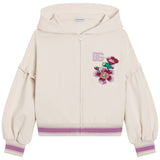 Dolce & Gabbana Ivory Floral Embroidery Hooded Zip-Up Top