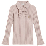 Dolce & Gabbana Peach Ribbed Wool Polo Dress With Ruffles