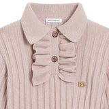 Dolce & Gabbana Peach Ribbed Wool Polo Dress With Ruffles