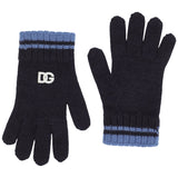Dolce & Gabbana Navy Wool Gloves With Dg Logo