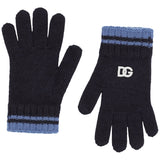 Dolce & Gabbana Navy Wool Gloves With Dg Logo