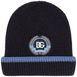 Dolce & Gabbana Navy Wool Knit Varsity Beanie