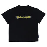 Palm Angels Black T-Shirt With Yellow Blurred Logo