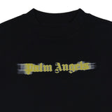 Palm Angels Black T-Shirt With Yellow Blurred Logo