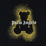 Palm Angels Black T-Shirt With Yellow Spray Paint Bear