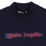 Palm Angels Navy Mock-Neck Logo Sweatshirt