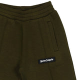 Palm Angels Green Sweatpants With Logo Applique
